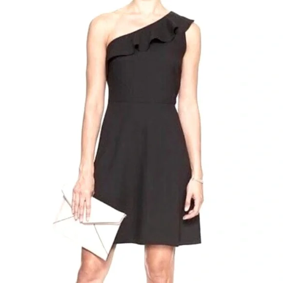 Banana Republic One-Shoulder Ruffle Dress - Picture 1 of 8